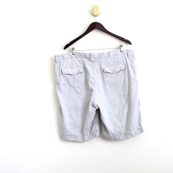 Tommy Bahama Linen Blend Shorts Chino Flat Front Gray Size 42 Mens - Picture 10 of 16